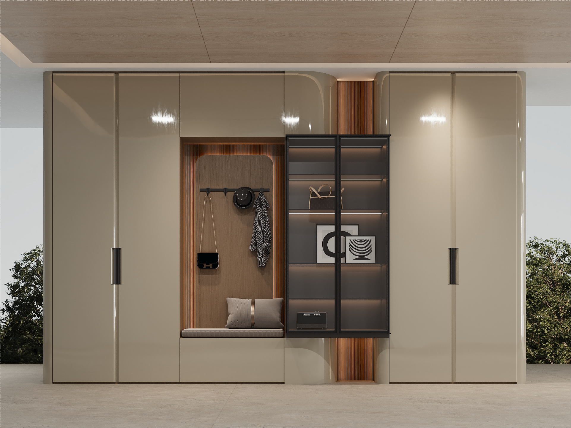 Italian Quiet-Luxury Dark-Brown Wood-Grain Contrast Integrated Whole House Custom Cabinetry - Bolizi
