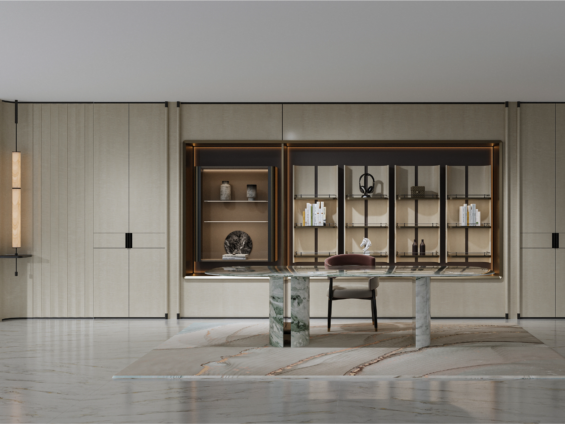 Quiet Luxury High Gloss Shadow Wood Tone Integrated Whole House Custom Cabinetry - Boyue