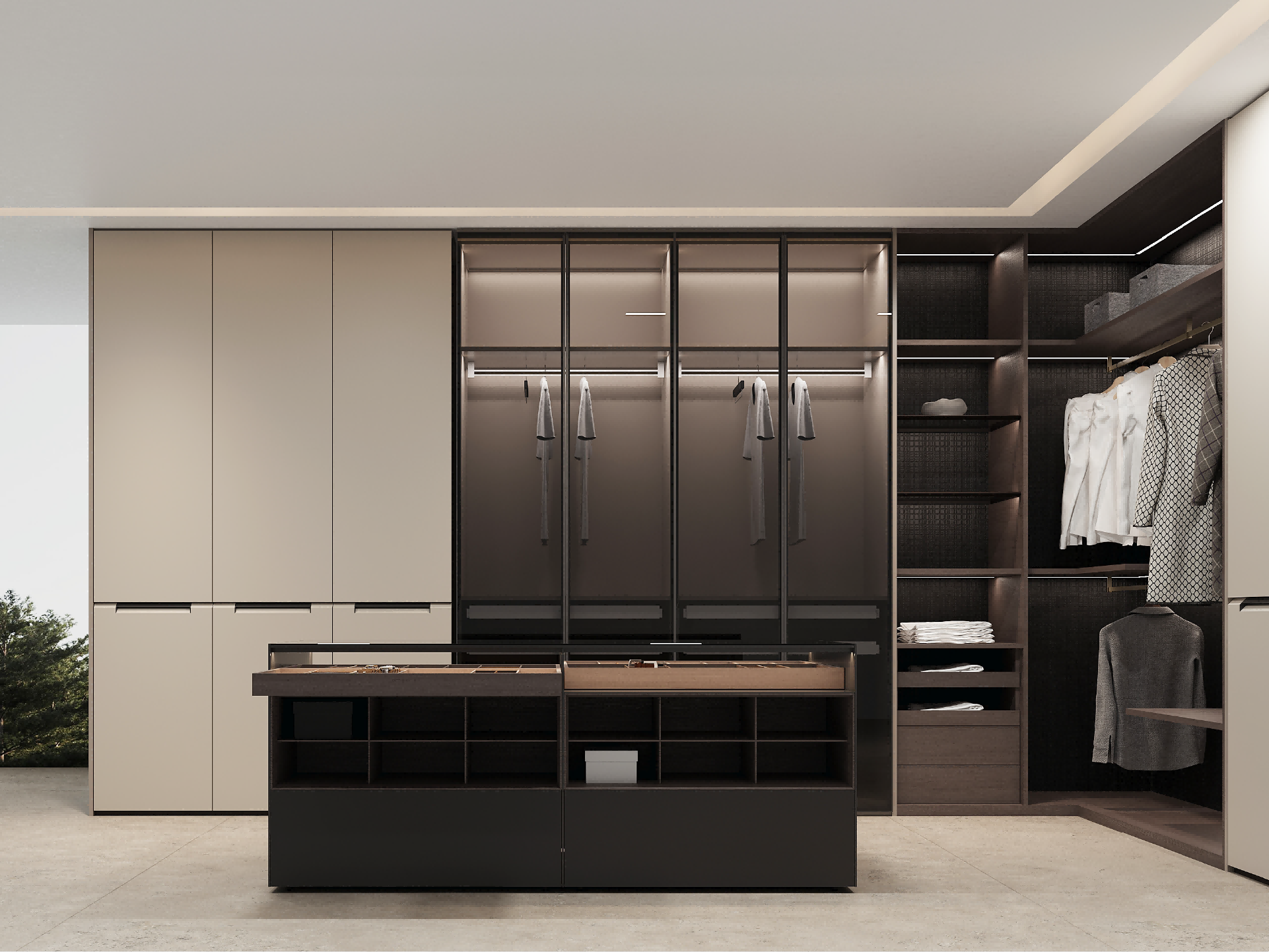 Italian QuietLuxury Dualpull Island Custom Walkin Wardrobe