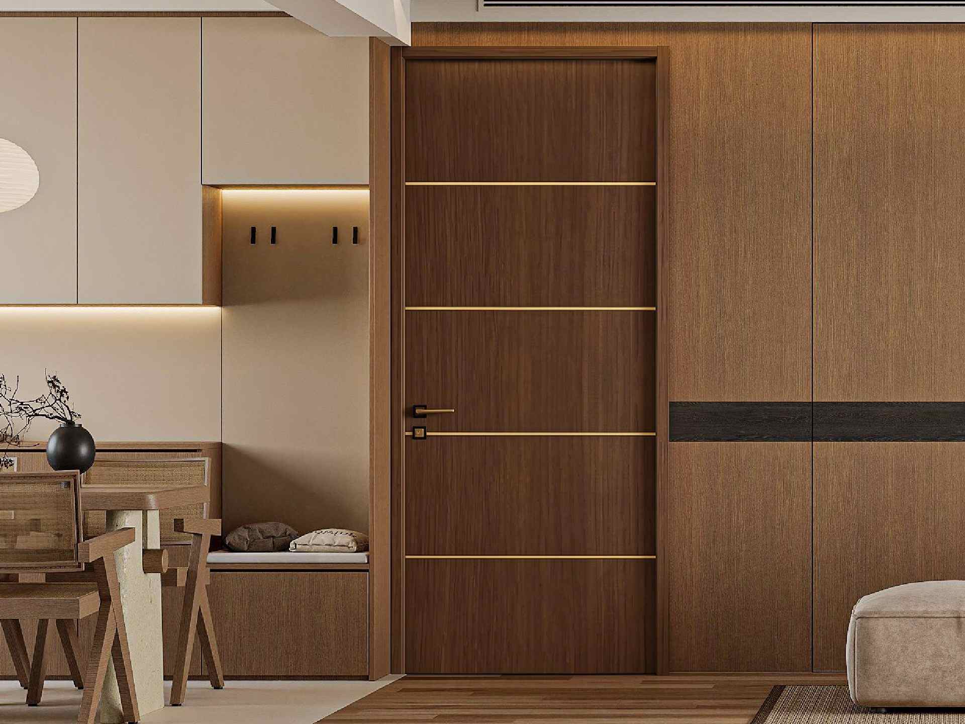 Deep Walnut Straight-Grain WPC Door - AL008