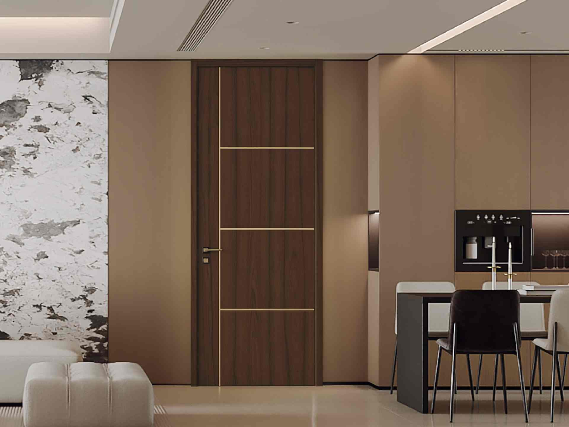 Deep Walnut Straight-Grain WPC Door - AL010