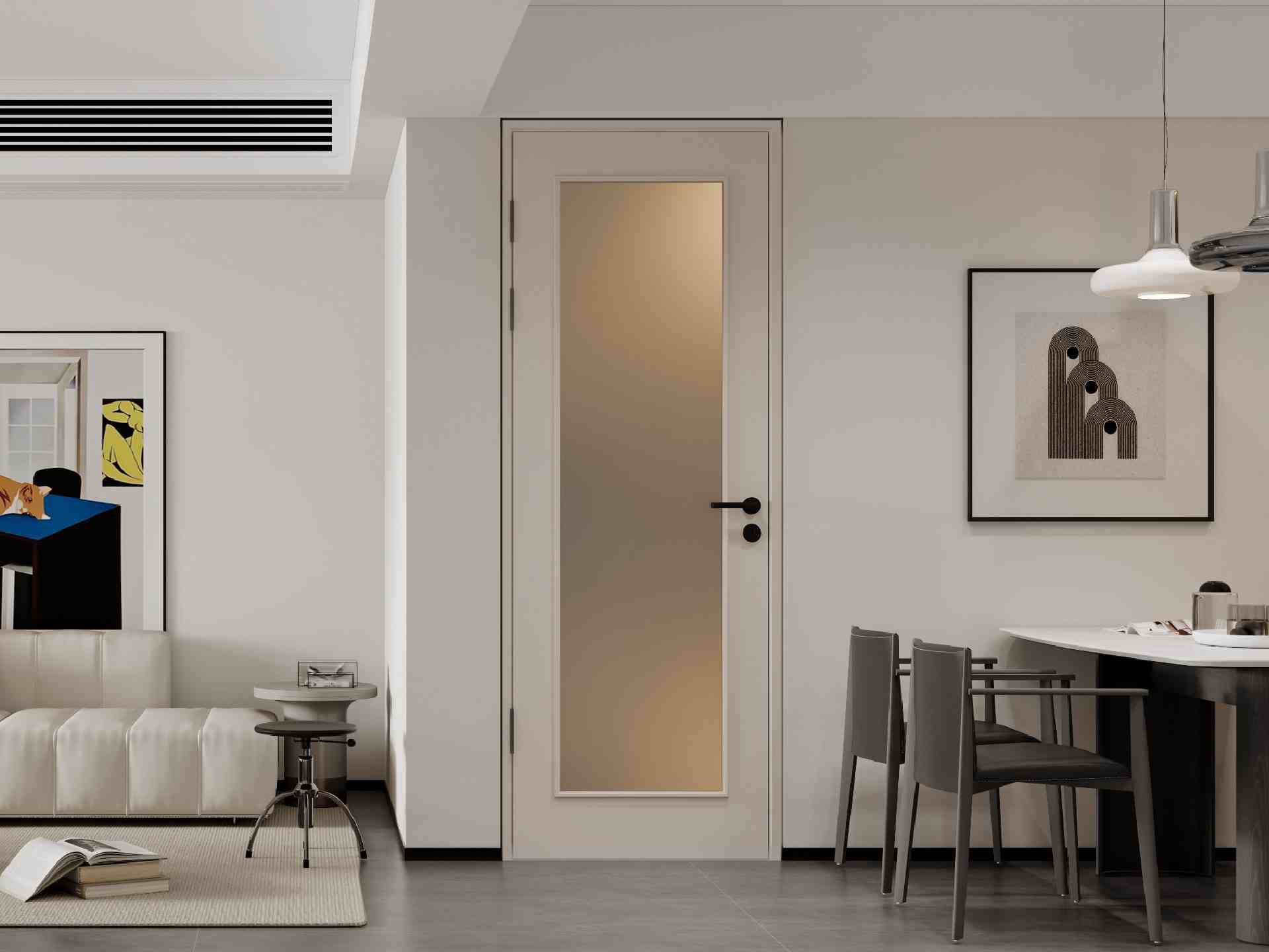 White PVC Interior Door with Glass - MD-0001C