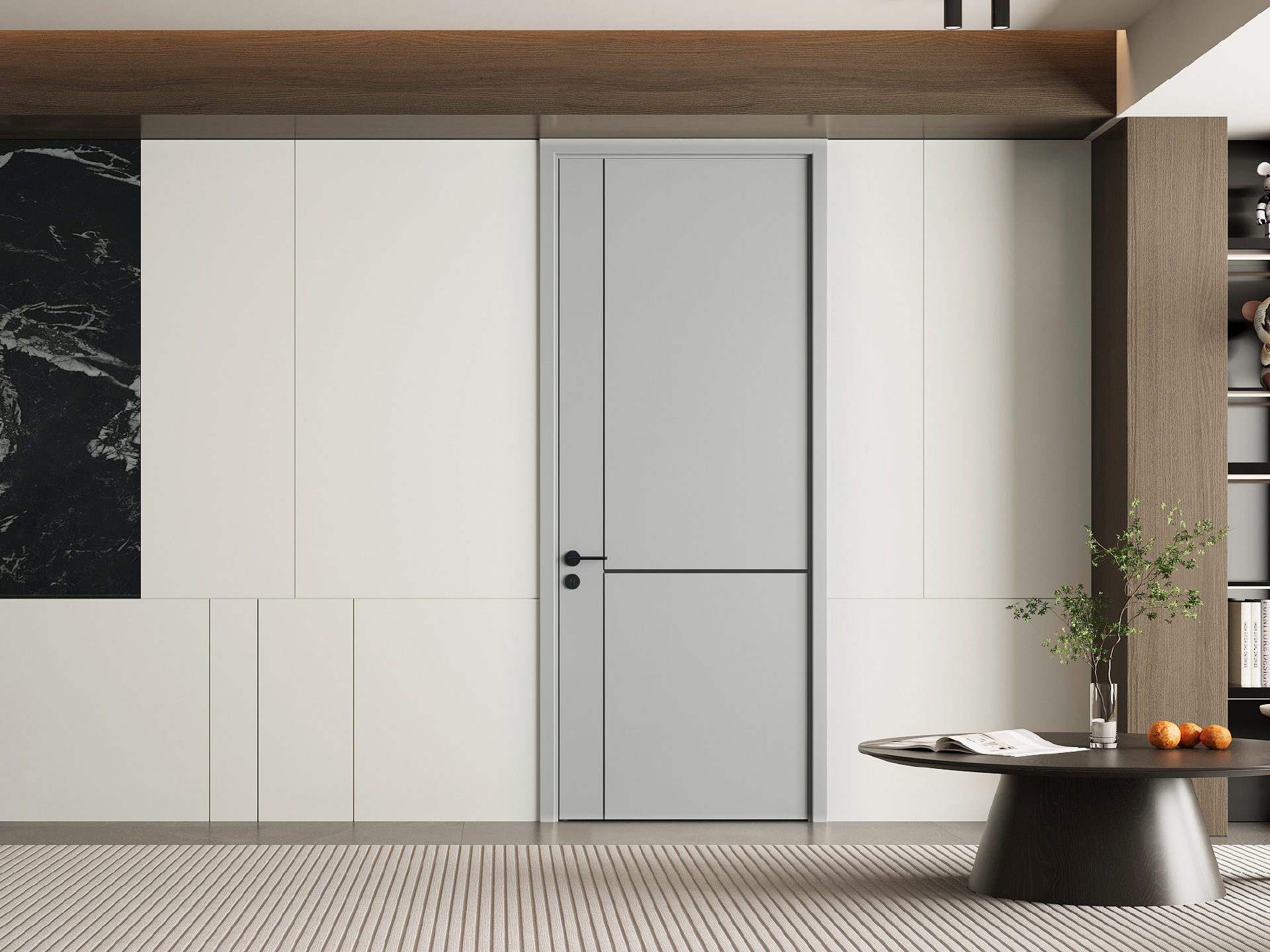 Modern Light White Painted Interior Door with Simple Panel Lines for Residential Use - GL011
