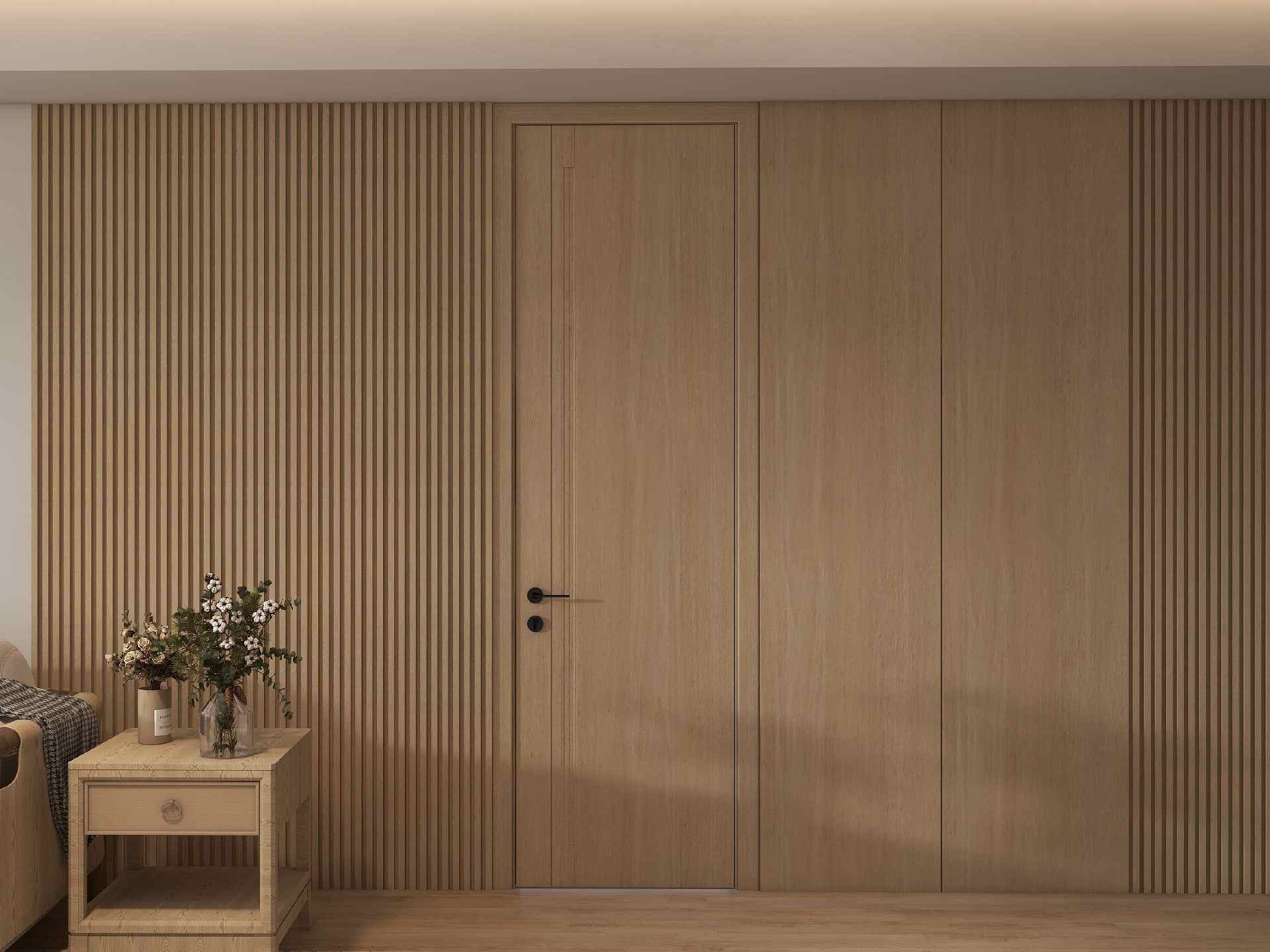 Light Wood Straight Grain PVC Interior Door - MD-1089A