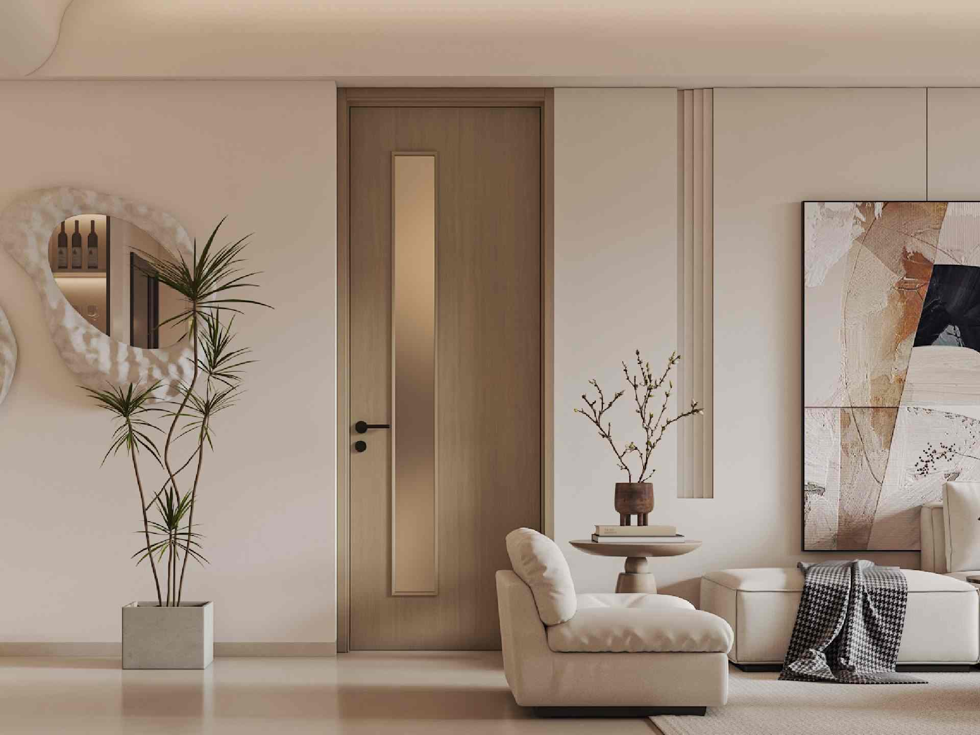 Warm Grey Solid Color PVC Interior Door - SP-8014A