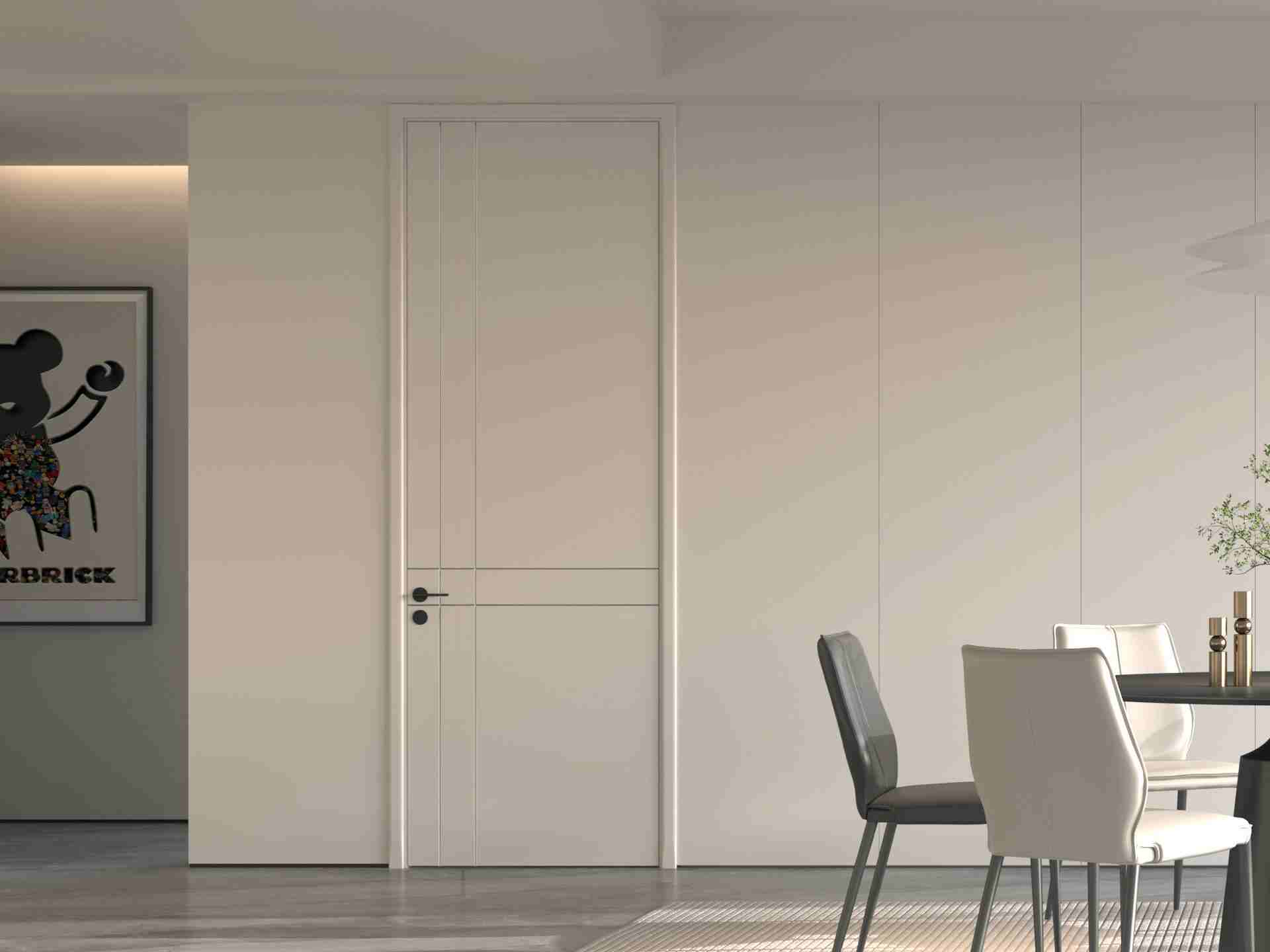 Warm White PVC Flat Panel Interior Door - D-1006A