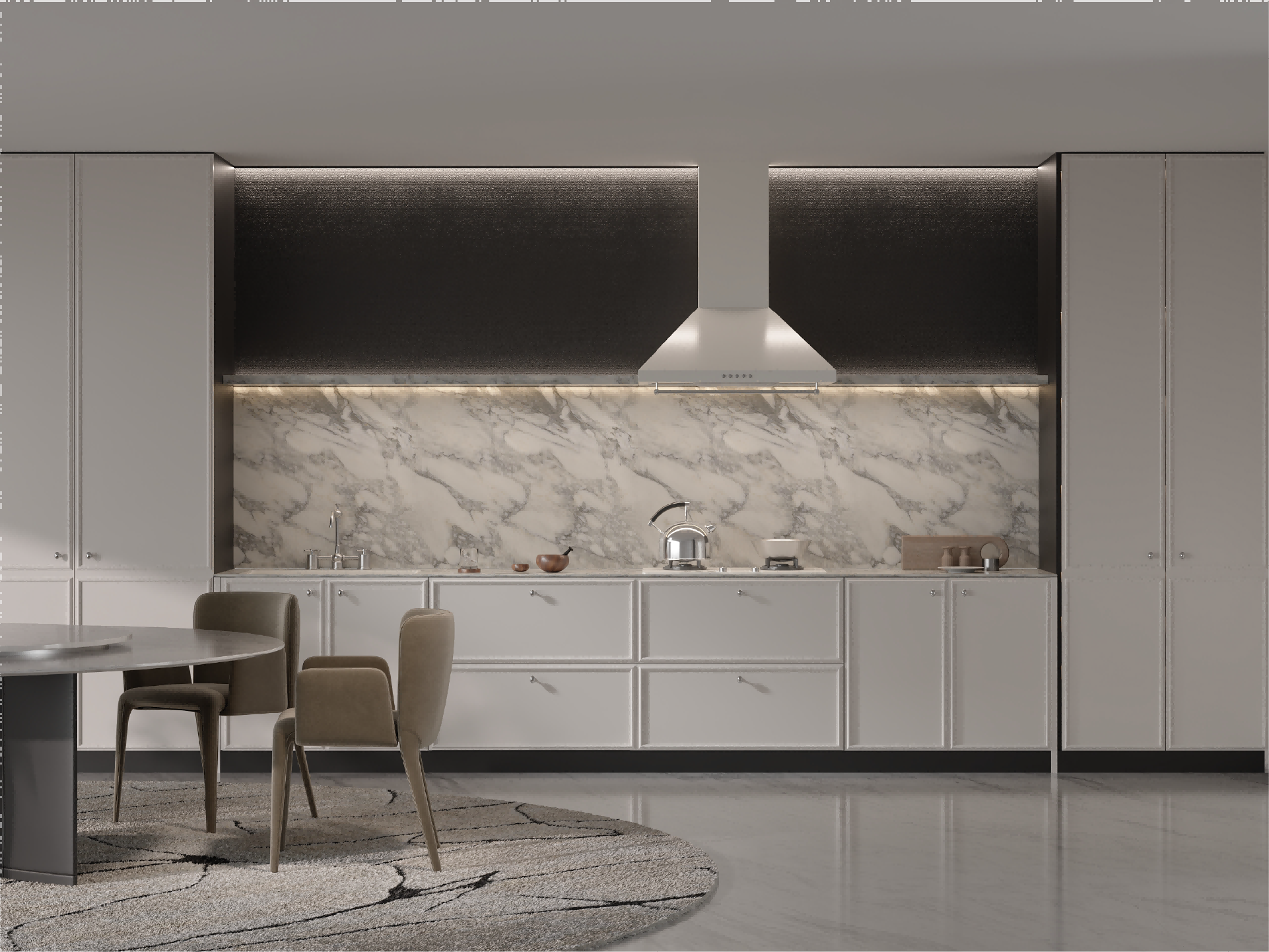 French Light-Luxury Calacatta Marble Custom Kitchen Cabinetry-Hepburn 2.0