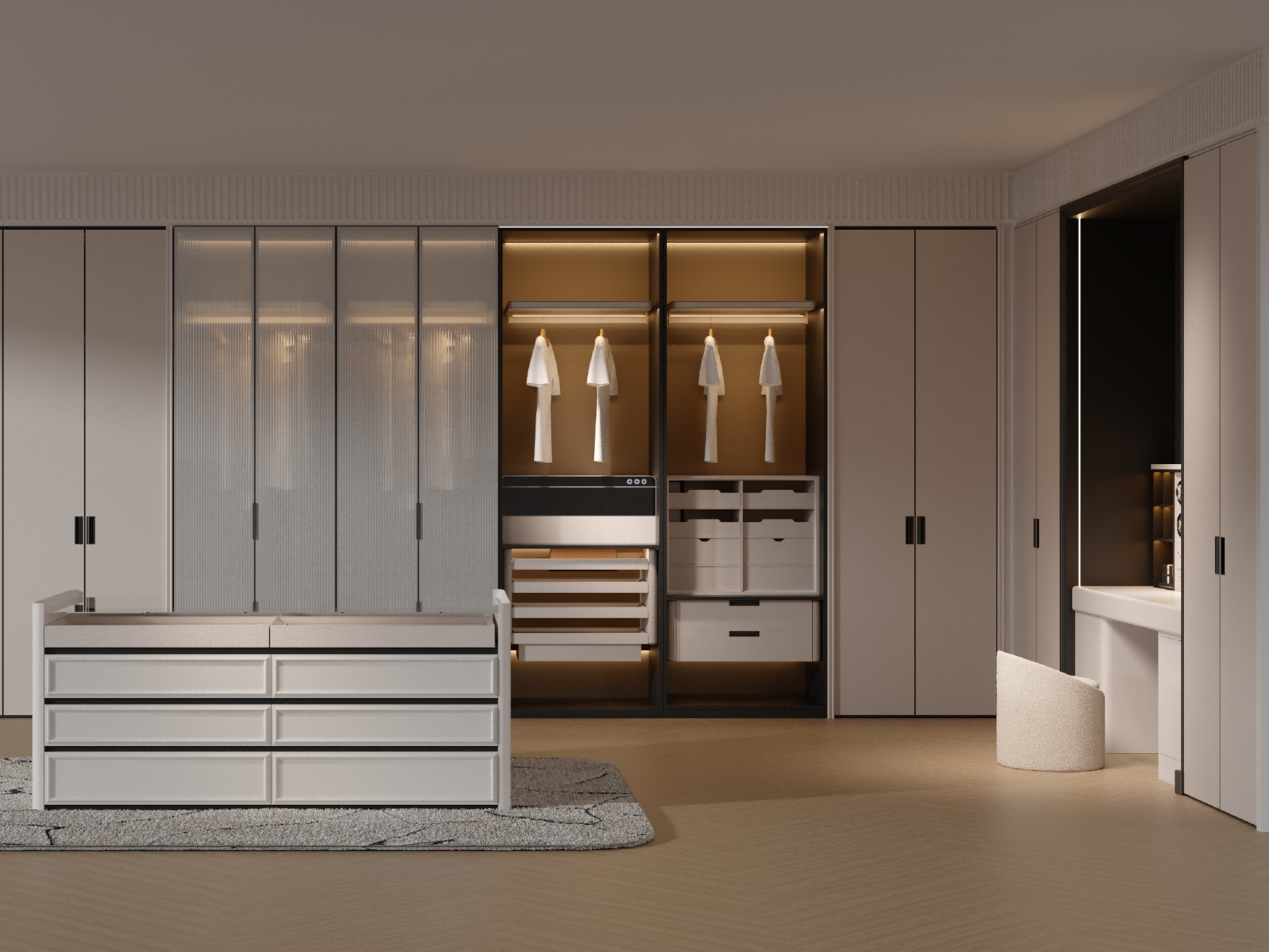 French Light-Luxury Black-White Mixed-Paint Integrated Custom Walk-in Wardrobe-Hepburn 2.0