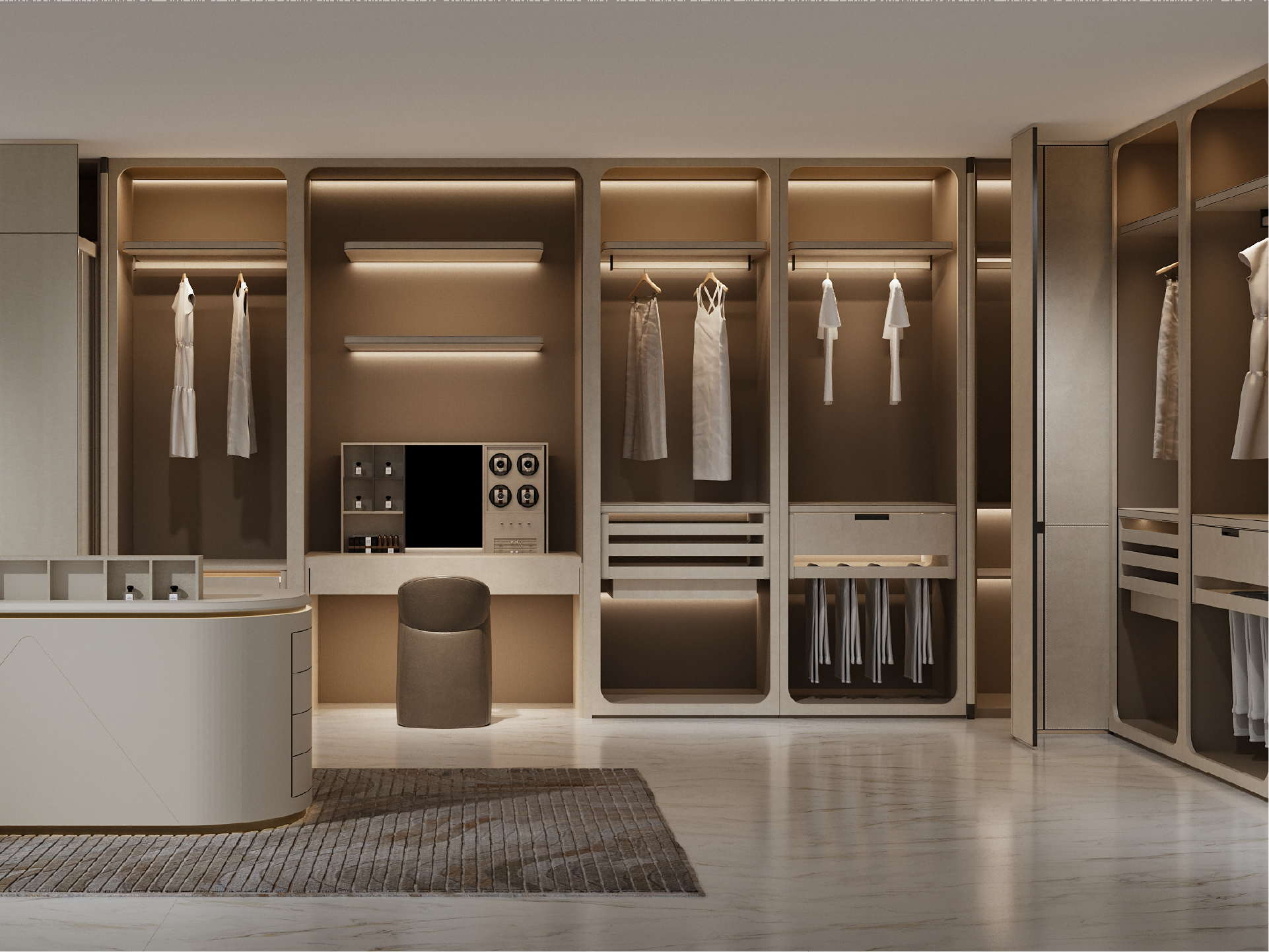 Quiet Luxury Light Beige Tone Walk-in Closet-boyue