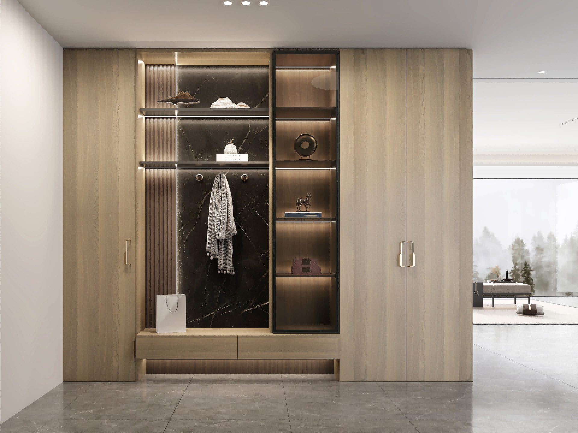 New-Chinese Aesthetics Warm-Light-Wood Whole-House Cabinetry-Noble Cloud