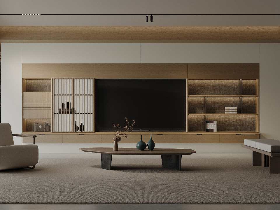 Song-Dynasty Aesthetics Off-White & Light-Oak living room- Song-Realm