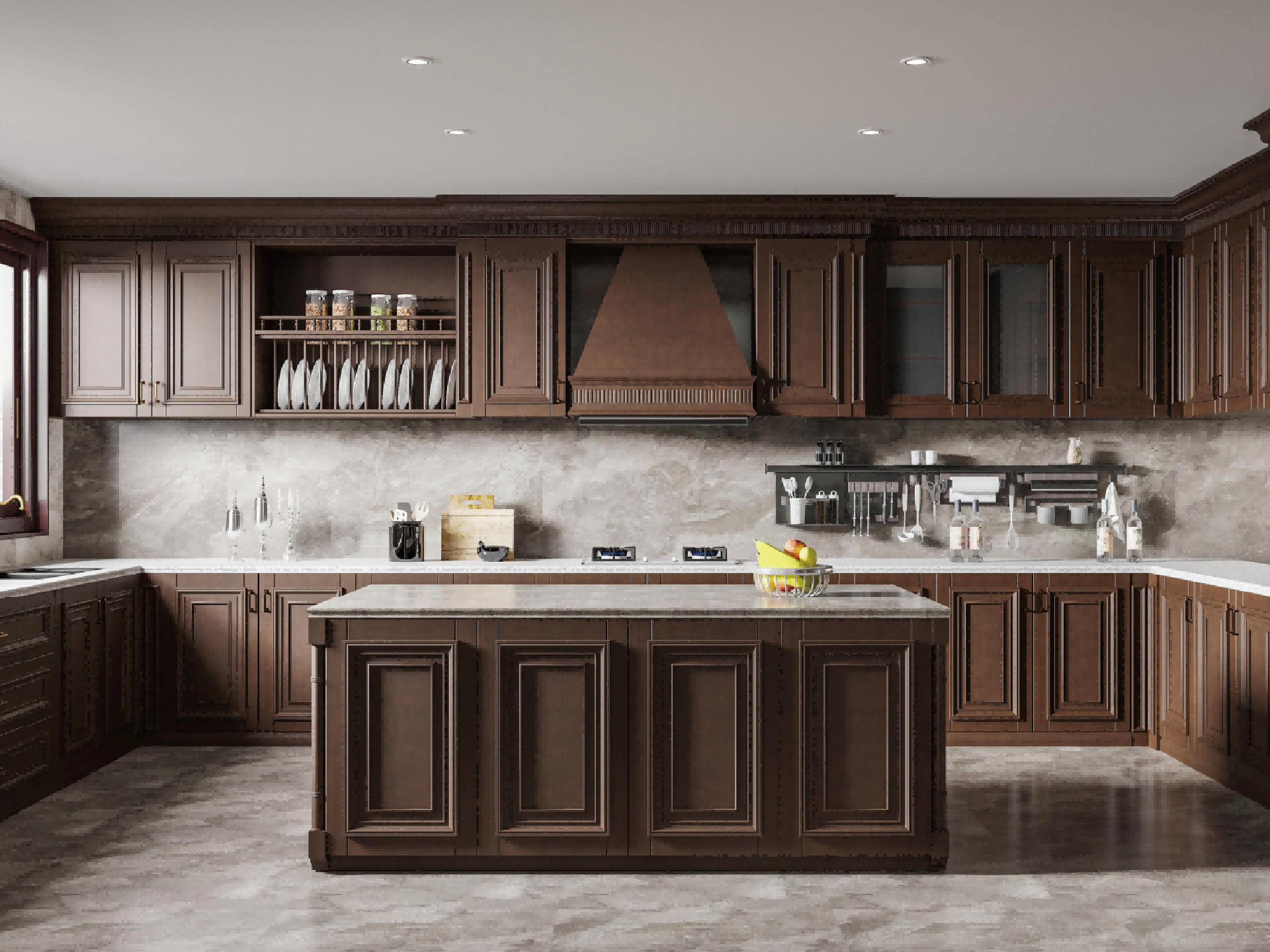 American OldMoney SolidWood & SinteredStone Custom UShape KitchenSam