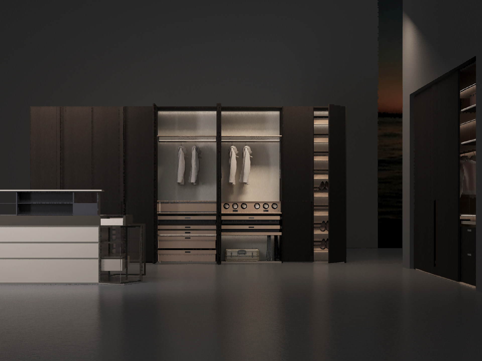 Song‑Dynasty Aesthetics Off‑White & Light‑Oak Walk‑in Wardrobe‑Song‑Realm