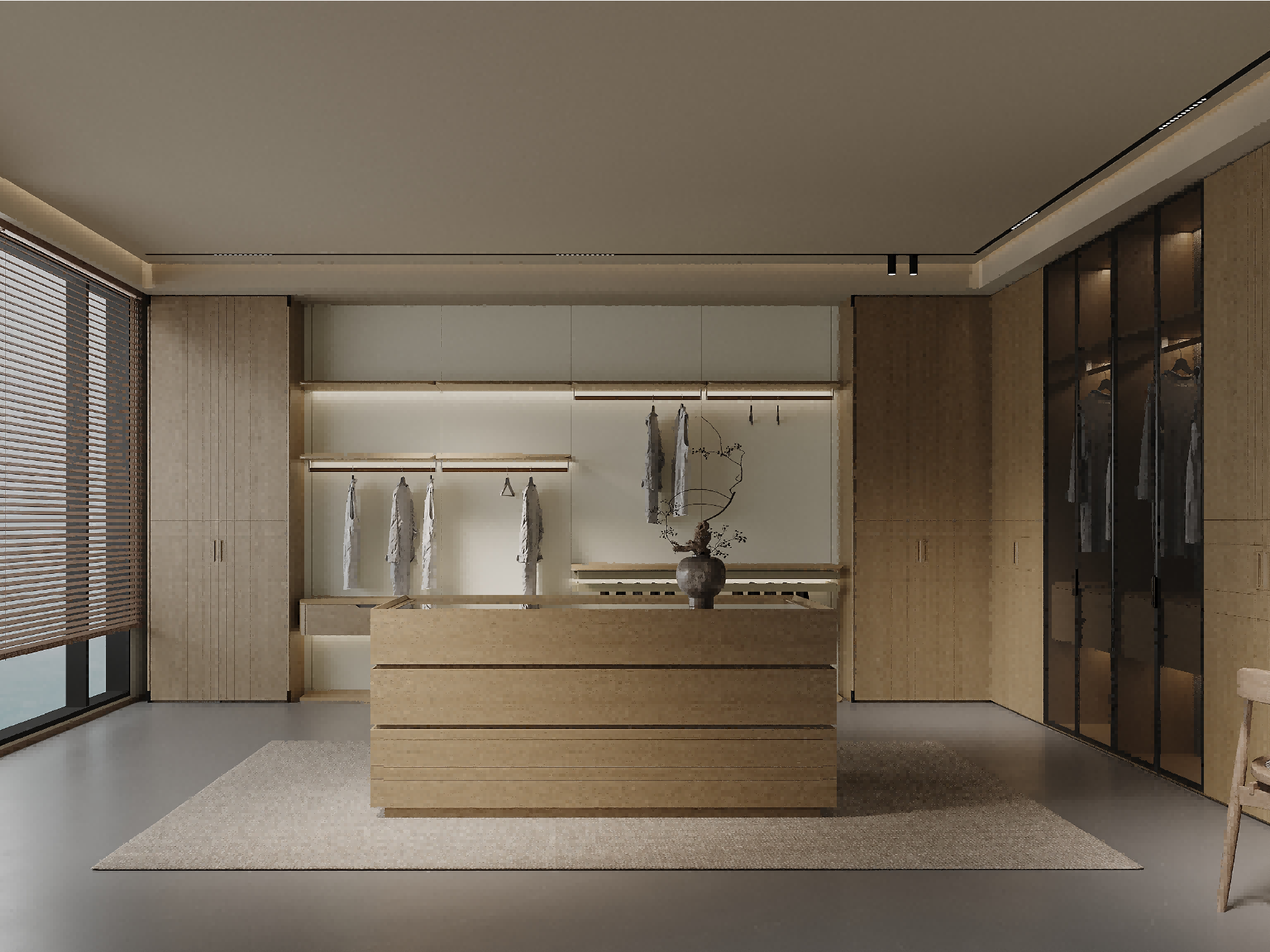 Song-Dynasty Aesthetics Off-White & Light-Oak Walk-in Wardrobe-Song-Realm