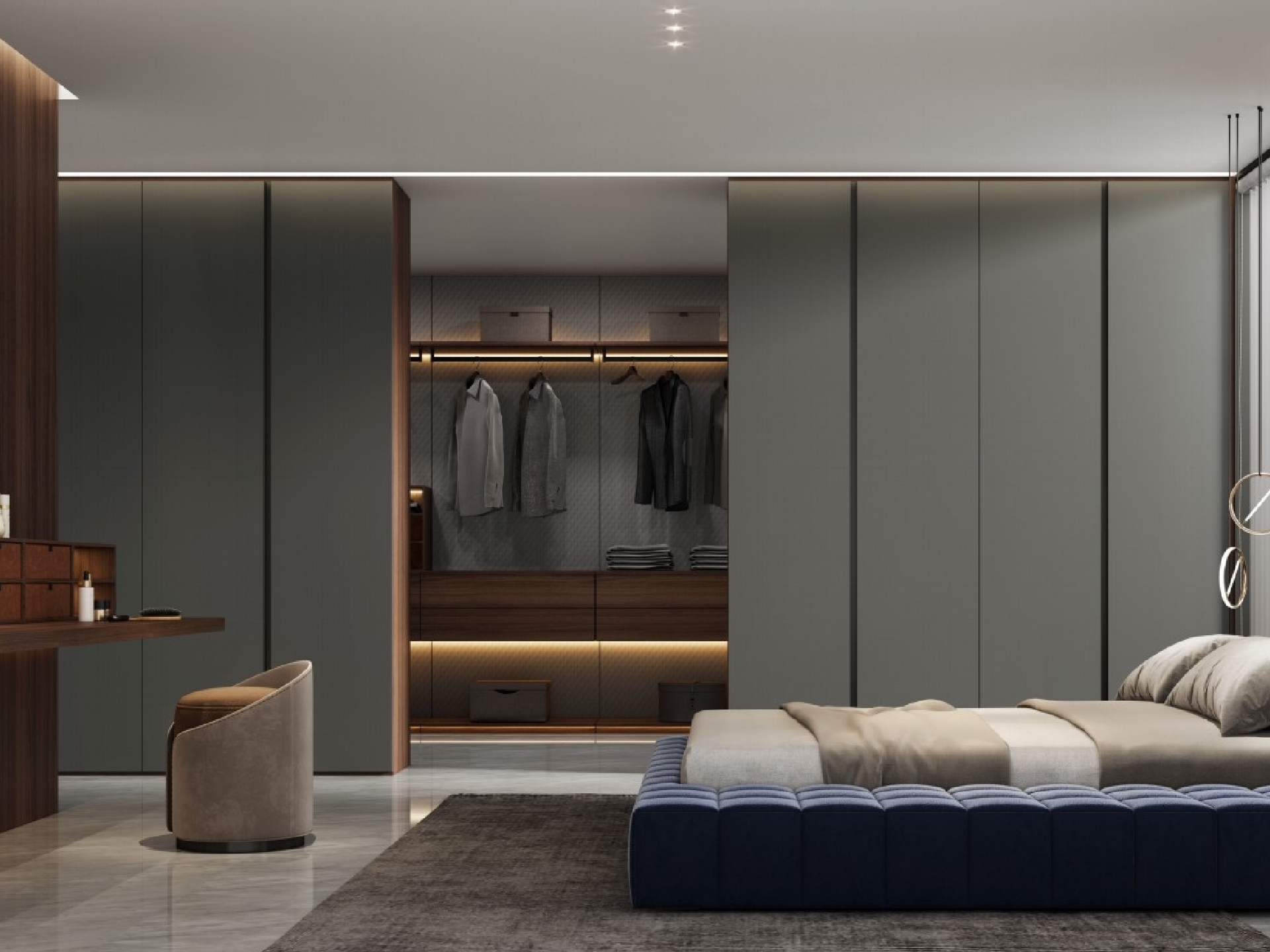 Modern Light-Luxury Cool-grey Deep-blue Tone Integrated Whole House Custom Cabinetry - STARRY NIGHT